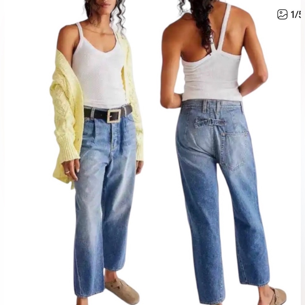 FREE PEOPLE X SANDRINE ROSE The “Fred” High Rise Distressed Mom Jean